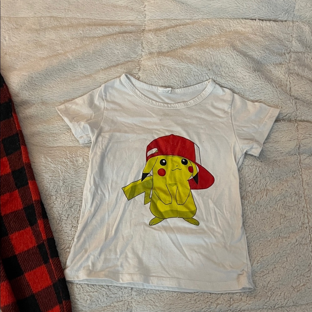 White Kids T-Shirt with Pikachu Design lot